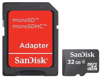 Mälukaart SanDisk 32GB Micro SDHC Class 4 Card + Adapter