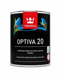 Vandeniniai akriliniai dažai Tikkurila Optiva 20 BA, balti, 0.9 l