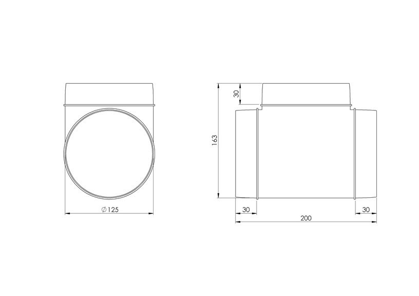 Ar trīs zariem Europlast D125, 90 °, 125 mm