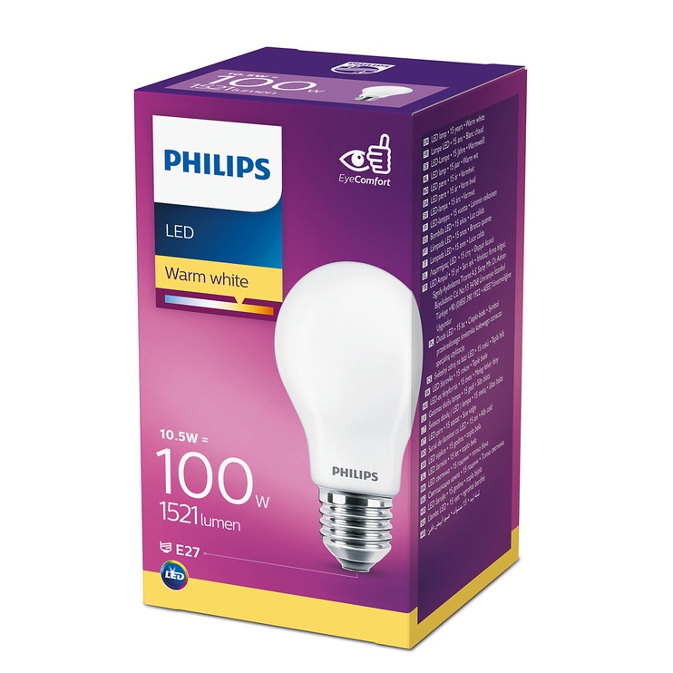 Лампочка Philips Сменная LED, теплый белый, E27, 10.5 Вт, 1521 лм