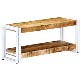 TV galds VLX Solid Mango Wood, brūna/balta, 900 mm x 300 mm x 400 mm