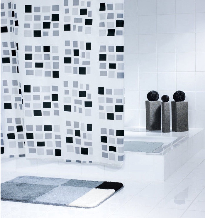 Штора для ванной Ridder Stones 140320, белый/черный/серый, 2000 мм x 1800 мм