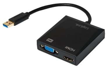 Adapteris Logilink USB 3.0, VGA / HDMI, juoda