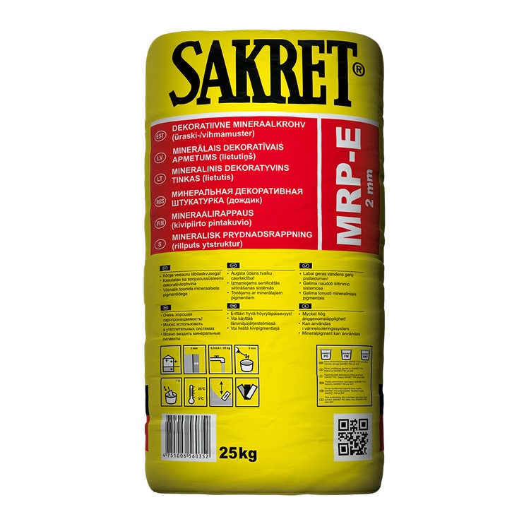 Dekoratīvais apmetums Sakret MRP-E, 25 kg