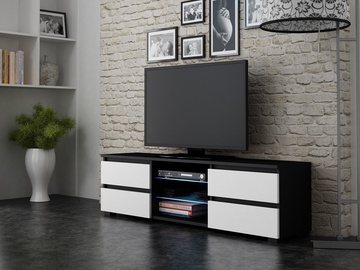 TV galds Pro Meble Milano 150 With Light Black/White, 1500x350x420 mm