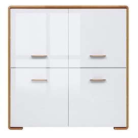 Black Red White Bari Cabinet Natural Oak/White