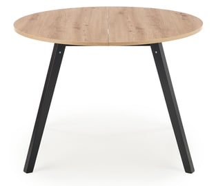 Обеденный стол c удлинением Ruben, черный/дубовый, 102 - 142 см x 102 см x 73.6 см