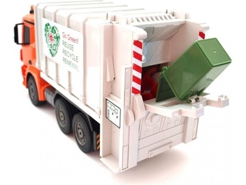 Rotaļlietu smagā tehnika ATA Double Eagle Mercedes Antos Garbage Truck, balta/melna/oranža