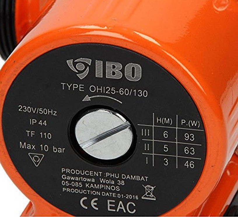 IBO 25-60/130 Ohi Heizungspumpe – 3-Gang-Motor, Leise, Für Trinkwasser – Orange
