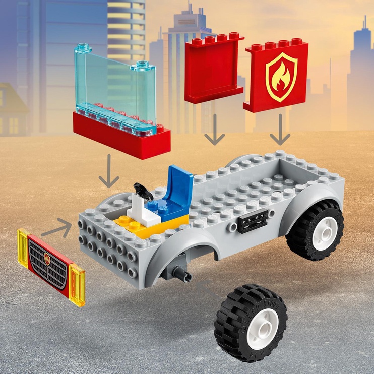 Konstruktors LEGO City Ugunsdzēsēju automašīna ar kāpnēm 60280, 88 gab.
