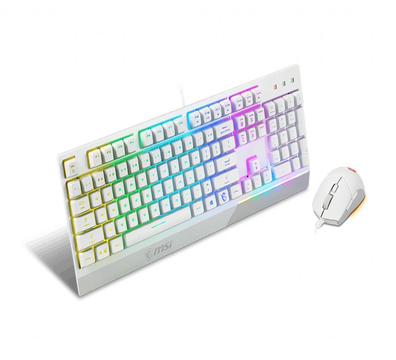 Клавиатура MSI Vigor GK30 Gaming Keyboard US + Clutch GM11 Gaming Optical Mouse EN, белый