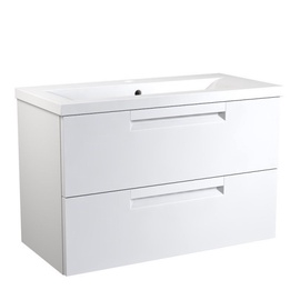 Apatinė spintelė su praustuvu 81 cm, 2 stalčiai, matinė balta