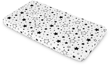 Voodilina Sensillo Printed Sheet Stars 2210, must, 120 cm x 60 cm, kummiga