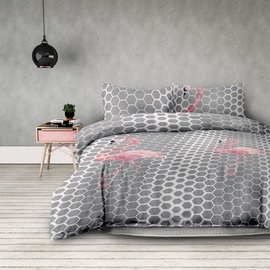 AmeliaHome Basic Flamingo Light Bedding Set 200x200/50x75 2pcs