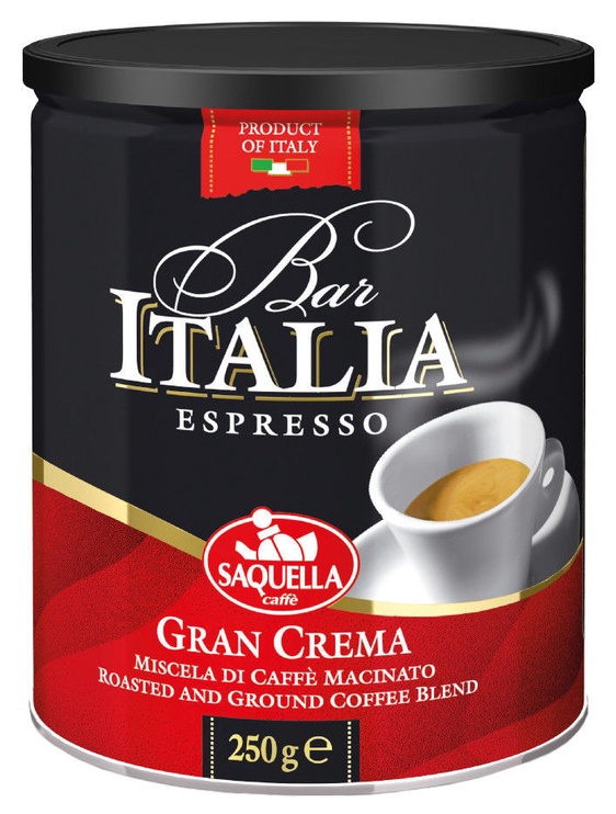 Malta kava Saquella Bar Italia Espresso Gran Crema Tin, 0.25 kg