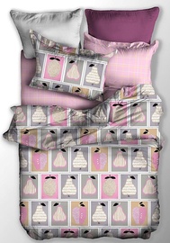 Gultas veļas komplekts DecoKing Basic, rozā/pelēka, 155x220 cm