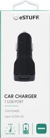 Зарядное устройство Estuff, USB, черный, 12 Вт