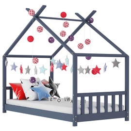 Gulta VLX Kids 283372, tumši pelēka, 206x98 cm, ar režģi