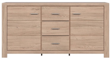 Black Red White Luttich Chest Of Drawers 167x86cm Oak
