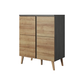 Idzczak Meble Laos 02 4D Chest Of Drawers Black Pine/Riviera Oak