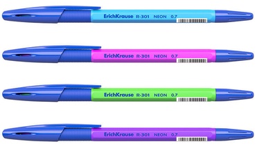 ErichKrause Ballpoint Pen R-301 Neon Stick&Grip 0.7mm Blue