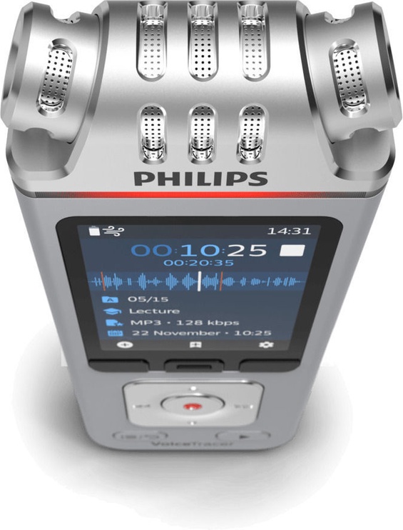 Диктофон Philips, серебристый, 8 ГБ