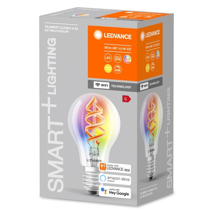 Светодиодная лампочка Ledvance LED, многоцветный, E27, 4.5 Вт, 300 лм