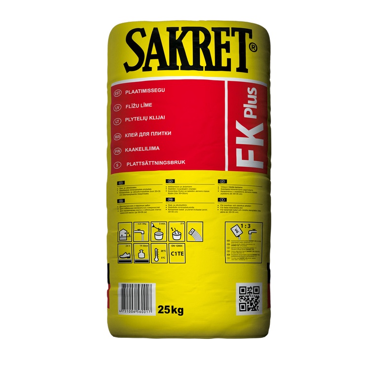 Клей для плитки Sakret FK plus, 25 кг