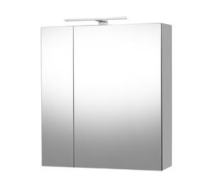 Pakabinama vonios spintelė su veidrodžiu Riva SV61-2, balta, 13.5 cm x 60.6 cm x 66.2 cm