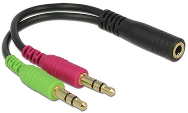 Adapteris Delock Jack 3.5mm - Jack 3.5mm x2 3.5 mm stereo female, 3.5 mm stereo male x2, 0.12 m, sarkana