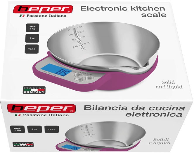 Elektroninės virtuvinės svarstyklės Beper 90.114F, violetinės