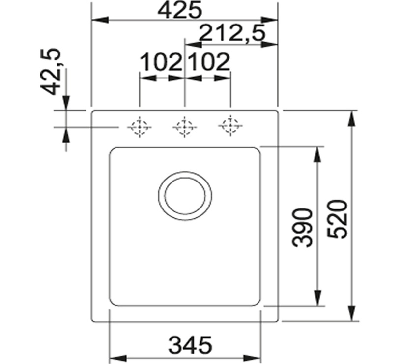 Köögivalamu Franke Maris MRG 610 - 42, kivimass, 425 mm x 520 mm x 195 mm