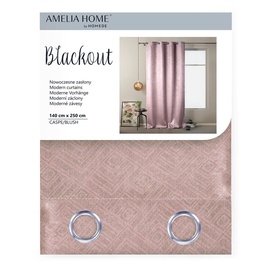 AmeliaHome Blackout Caspe Eyelets Curtains Blush 140x250