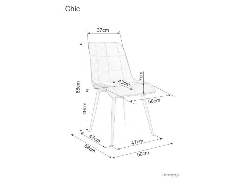 Стул для столовой Chic Velvet, синий, 50 см x 43 см x 88 см