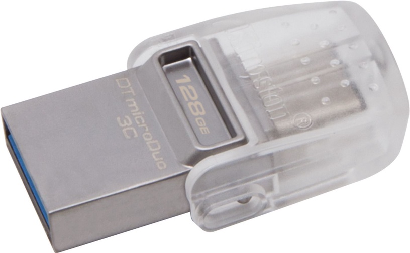 USB atmintinė Kingston DataTraveler microDuo 3C, skaidri, 128 GB