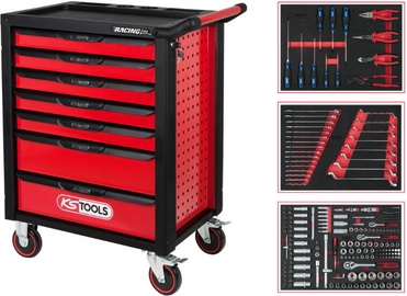 Ящик для инструментов KSTOOLS RacingLine, 678 мм x 459 мм x 945 мм, черный/красный