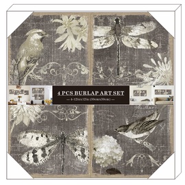Home4you Printed Pictures Gold Foil 30x30cm 4pcs Butterflies 84744