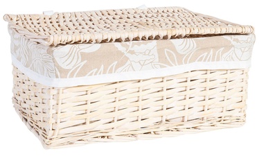 Home4you Willi Leaf Basket With Lid L 42x33xH20cm Light Brown