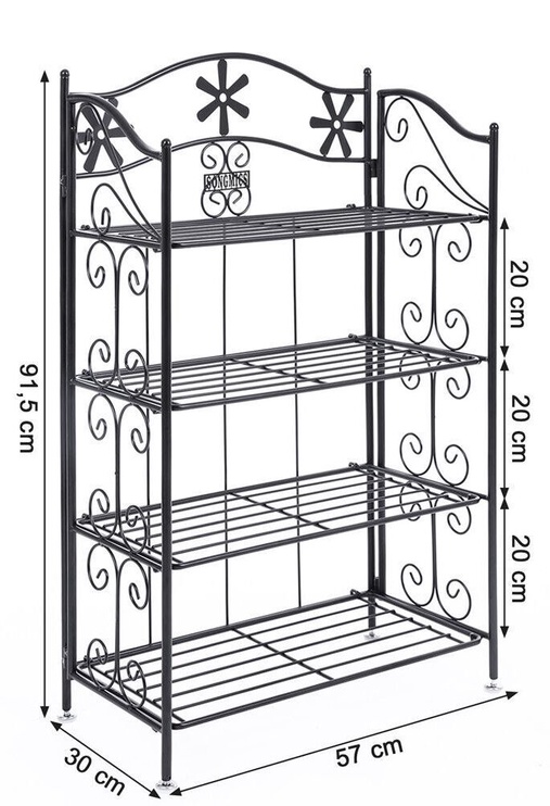 Puķu podu statīvs Songmics, metāls, 30 cm x 57 cm, melna