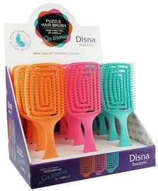 Matu birste Puzzle Hair Brush Desenredante Expositor, oranža/rozā/gaiši zila, 12 gab.
