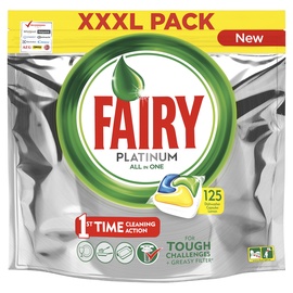 Trauku mazgājamās mašīnas kapsulas Fairy Platinum Lemon, 125 gab.