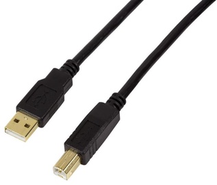 Vads Logilink USB 2.0 A male, USB 2.0 B male, 20 m, melna