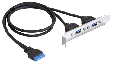 Delock Adapter Bracket USB 3.0 x2 to USB 19pin Black 0.40m