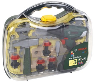 Žaislinis meistro įrankių rinkinys Klein Bosch DIY Case With Cordless Screwdriver II, žalia/pilka