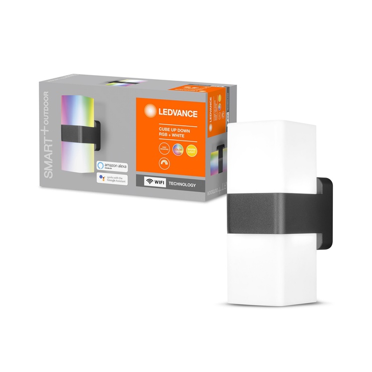 Светильник Ledvance Cube, 16Вт, LED, IP44, серый, 8 см x 20.5 см