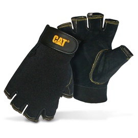 Рабочие перчатки кожаные Cat 12202, текстиль/натуральная кожа, черный, L