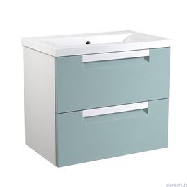Apatinė spintelė su praustuvu 61 cm, 2 stalčiai, jūrinė mėlyna / matinė balta