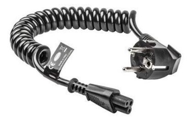 Natec Coiled Cable EURO to IEC320 C5 Black 1.5m