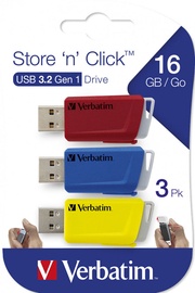 USB zibatmiņa Verbatim, zila/sarkana/dzeltena, 16 GB