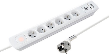 Qoltec Power Strip 1.4m White 50267